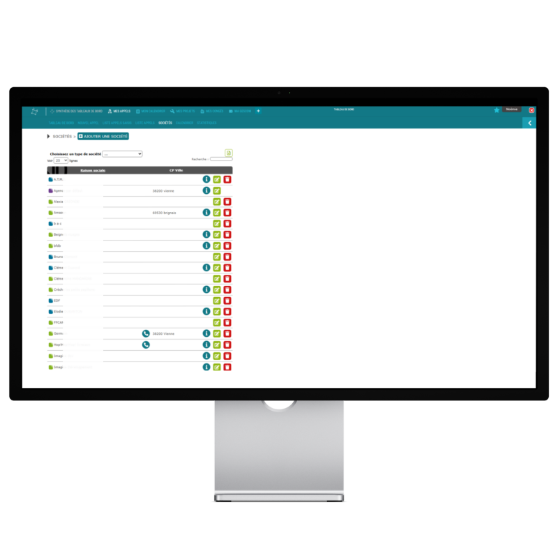 Gestion des contacts dans l'application MES APPELS by Imagine Développement.
