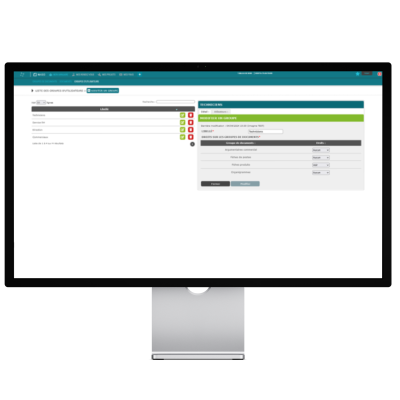 Application Ma ged by Imagine - gérer les utilisateurs