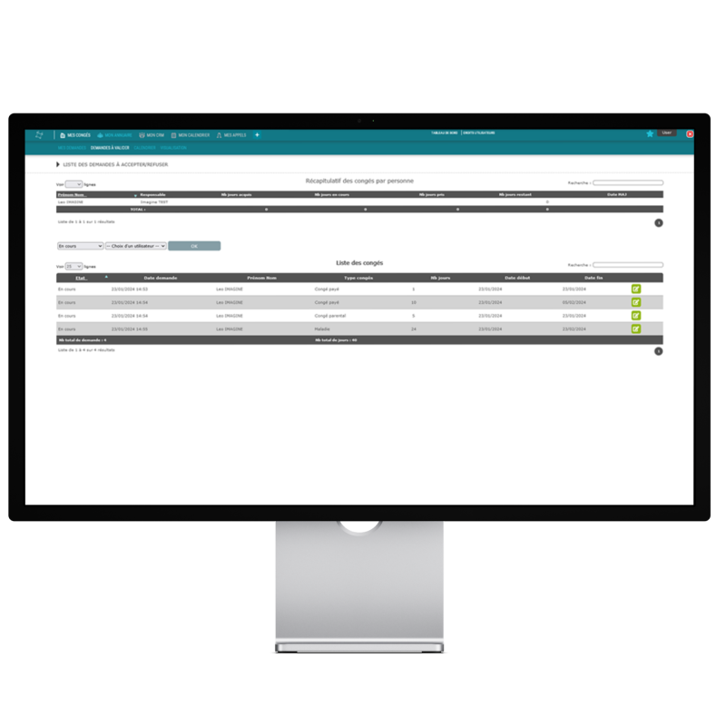 Application Mes congés by Imagine Développement - Validation des demandes de congés