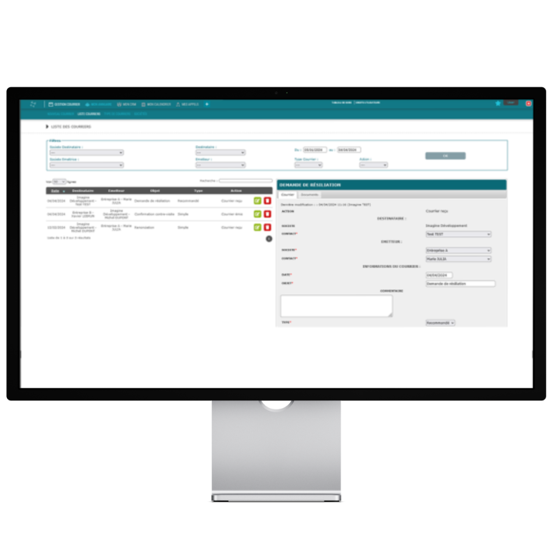Application Mes courriers by Imagine Développement - récapitulatif des courriers saisis