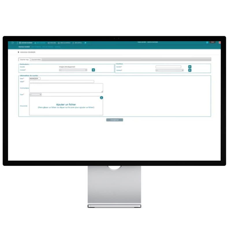 Application Mes courriers by Imagine Développement - saisie des courriers