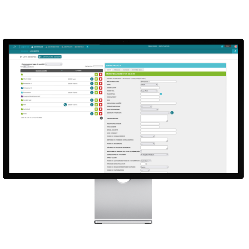 Application Mon annuaire by Imagine Développement - paramétrages des sociétés